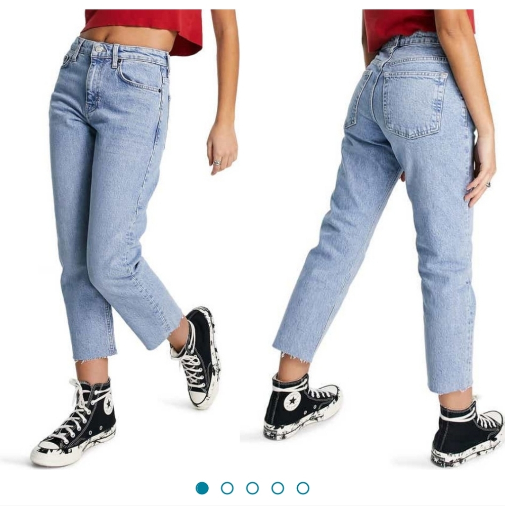 Topshop Raw Hem Crop Straight Leg Jeans